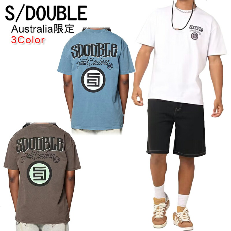 M】S/Double エスダブル Tシャツ 紺 ネイビー メンズ 海外限定