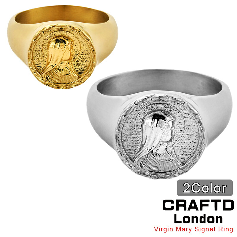 CRAFTD London 手工芸品英国の首都 VIRGIN MARY SIGNET RING SILVER GOLD 指環 輪っか ゴールド しろがね色 メンズ 銀 金 18Kゴールド 一般受け [付属物] ユ00582 メンズジュエリー・アクセサリー-ジュエリー・アクセサリー-指輪・リング