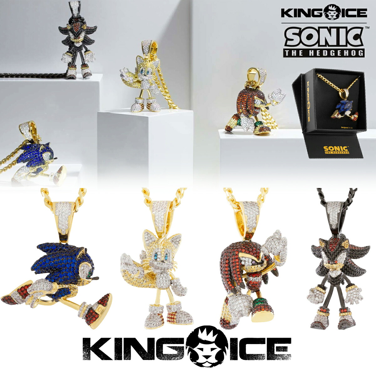 KING ICE 第一人者内燃機関 頸飾り チェーン店 SONIC X KING ICE - NECKLACE 14kゴールド 金 WHITE GOLD 一般受け[添え物]