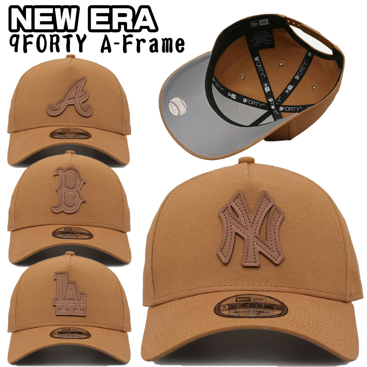 ニューエラ キャップ NEW ERA 帽子 Wheat Canvas 9FORTY A-Frame Snapback フェイクレザー バイザー メンズ ユニセックス 限定モデル 正規品[帽子]ユ00572