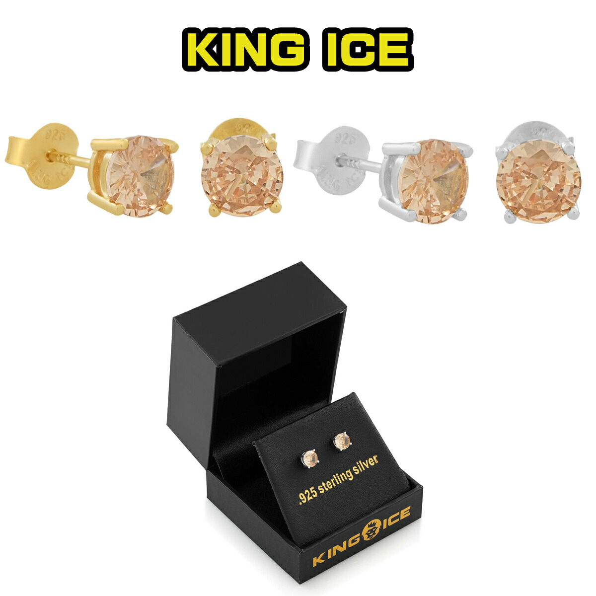 KING ICE キングアイス ピアス 両耳 Triple-Row Stud Earrings 楽天市場】KING ICE キングアイス ピアス 両耳 Triple-Row Stud