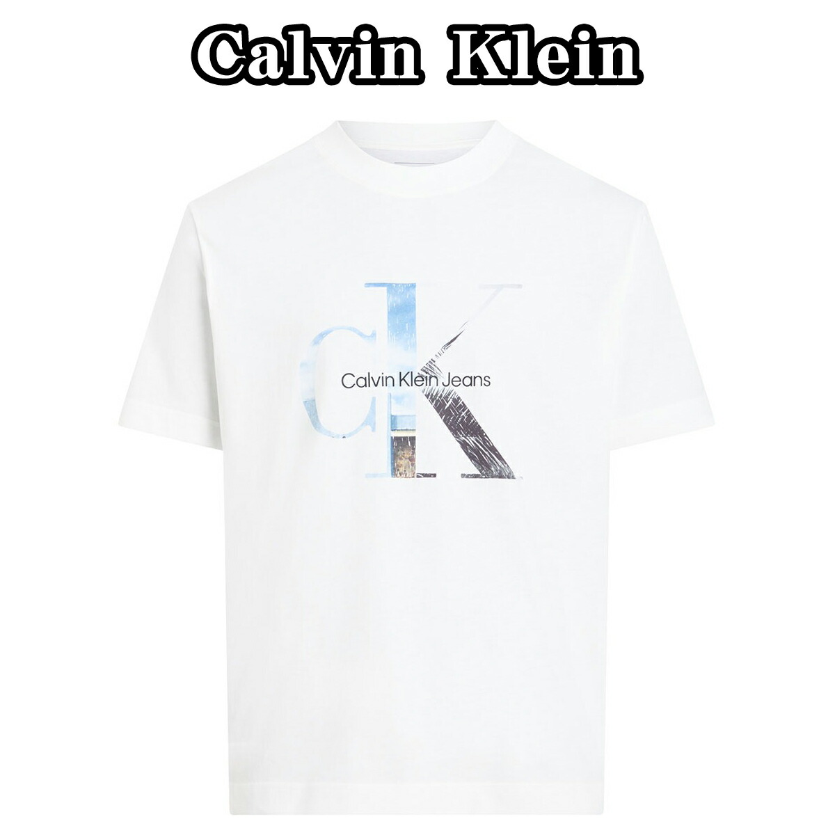 カルバンクライン Calvin Klein Jeans Photo Monogram Tシャツ ロゴ 半袖 ホワイト メンズ ユニセックス 正規品 [衣類]ユ00582