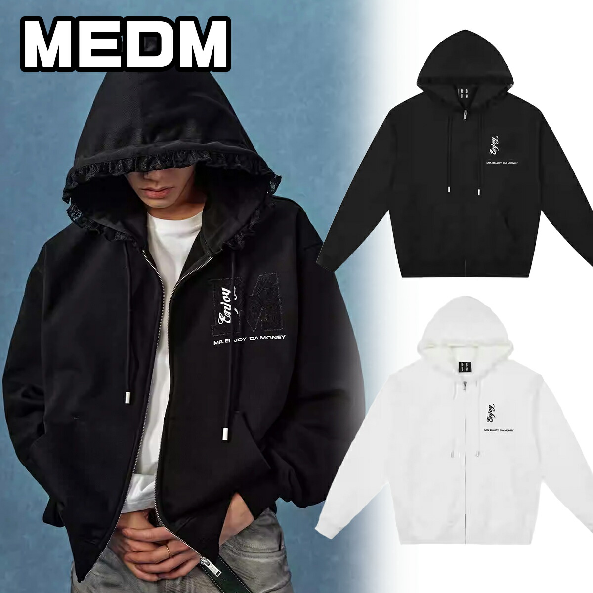 楽天市場】MEDM ジップパーカー ミスターエンジョイダマネー