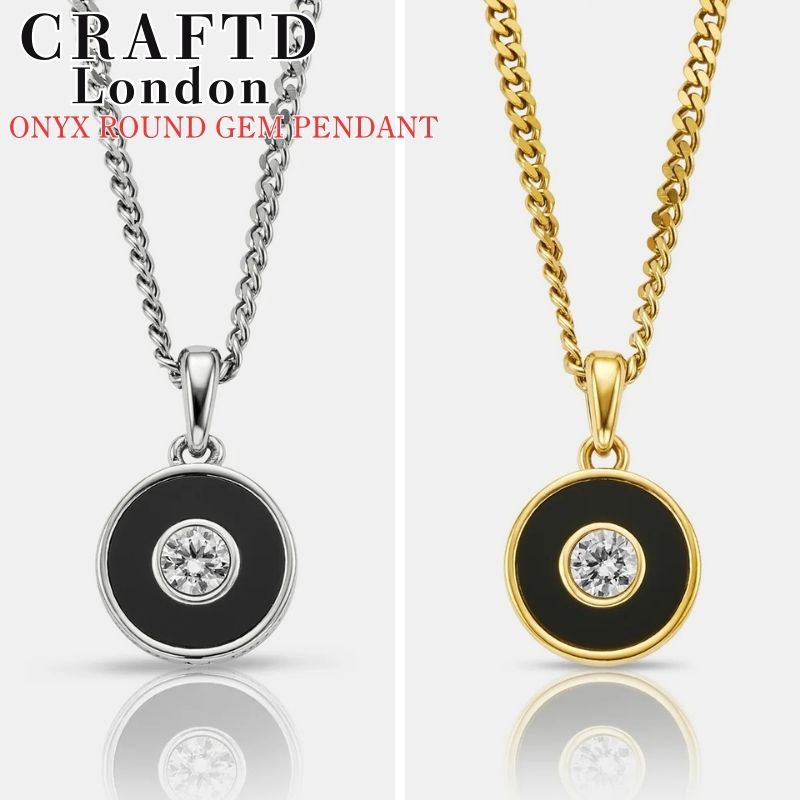 CRAFTD London ネックレス クラフトロンドン ONYX ROUND GEM PENDANT オニキス ラウンド ジェム SILVER GOLD シルバー ゴールド 銀 金 18Kゴールド メンズ アクセサリー ギフト 人気 贈り物 [アクセサリー] ユ00582