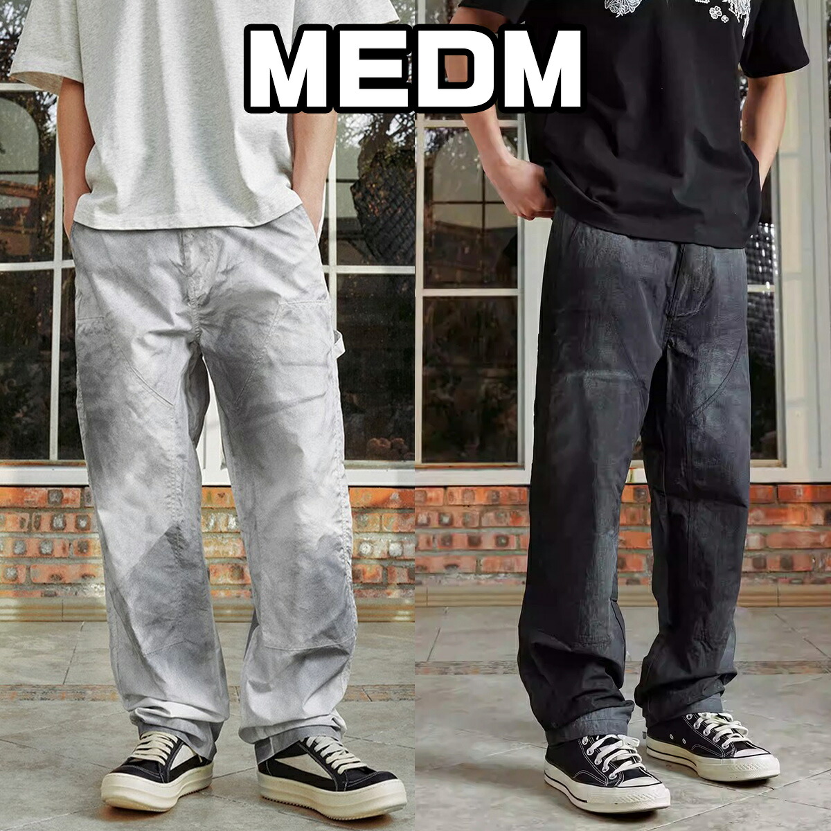 MEDM ストレートレッグパンツ ミスターエンジョイダマネー ナイロンスプレーカラーロギングパンツ メンズ レディース ユニセックス[衣類] ユ00572