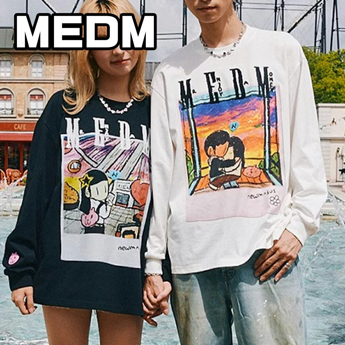 MEDM 長袖 Tシャツ ミスターエンジョイダマネー ロンT ロンティー LOGO アメリカン ストリート ヒップホップ トレンド トップス メンズ レディース ユニセックス[衣類]ユ00582