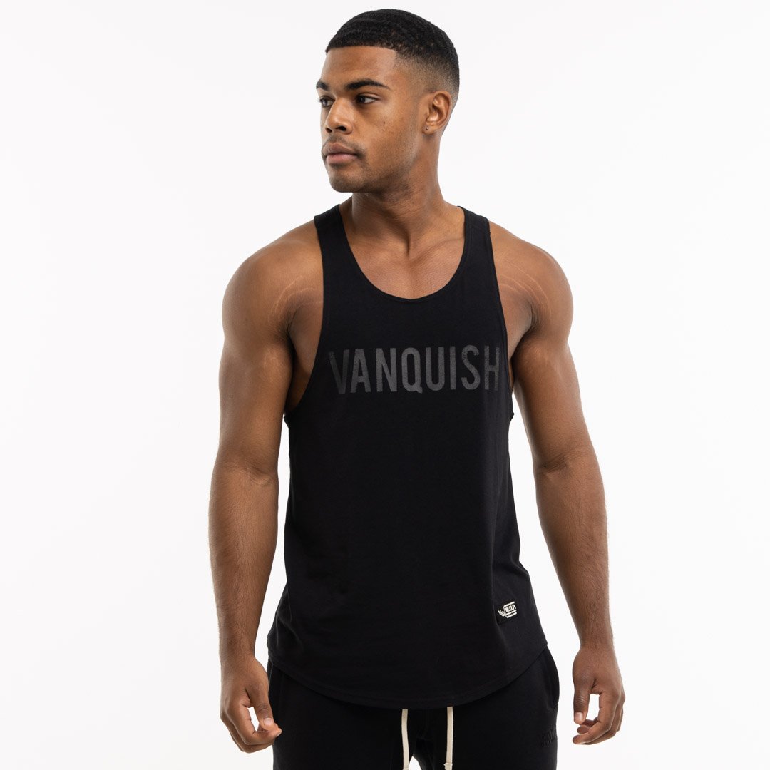 ヴァンキッシュ フィットネス Vanquish Fitness Warm Up Project Blackout Tank Top 黒 ノー衣手 タンク上部 トップス メンズ 筋トレ 体操場 衣紋 スポーツ 条令物件 お召し Daemlu Cl