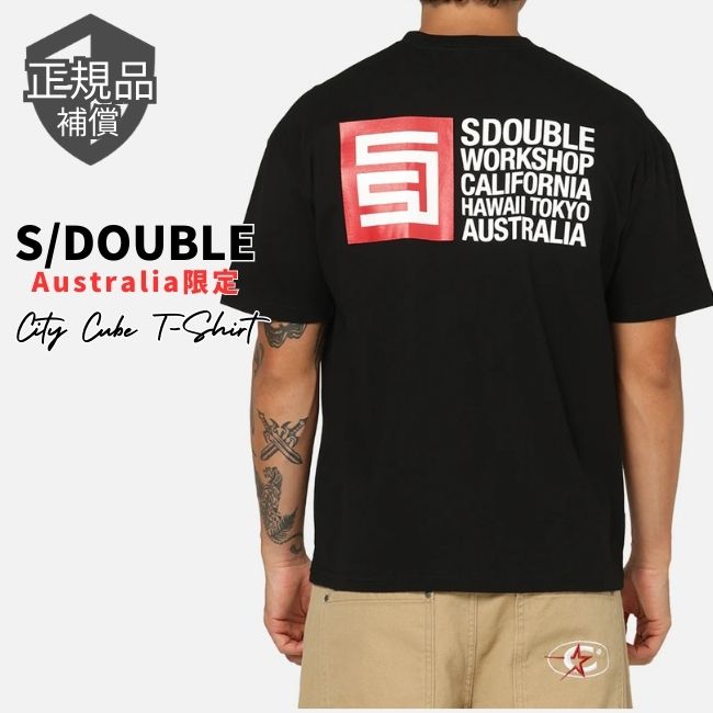 エスダブル Tシャツ AU限定 S/DOUBLE City Cube T-Shirt 半袖 Black ブラック ロゴ ストリート メンズ レディース ユニセックス 正規品 [衣類] ユ00582