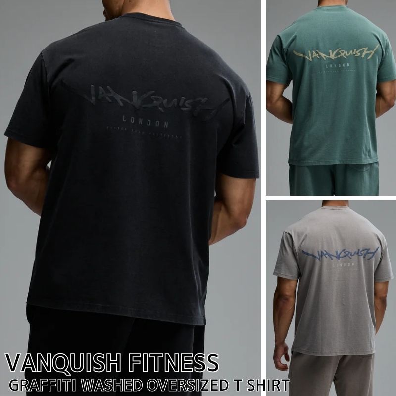 ヴァンキッシュ フィットネス 半袖 Tシャツ VANQUISH FITNESS GRAFFITI WASHED OVERSIZED T SHIRT オーバーサイズ メンズ 筋トレ ジム ウエア スポーツ 正規品 [衣類] ユ00582