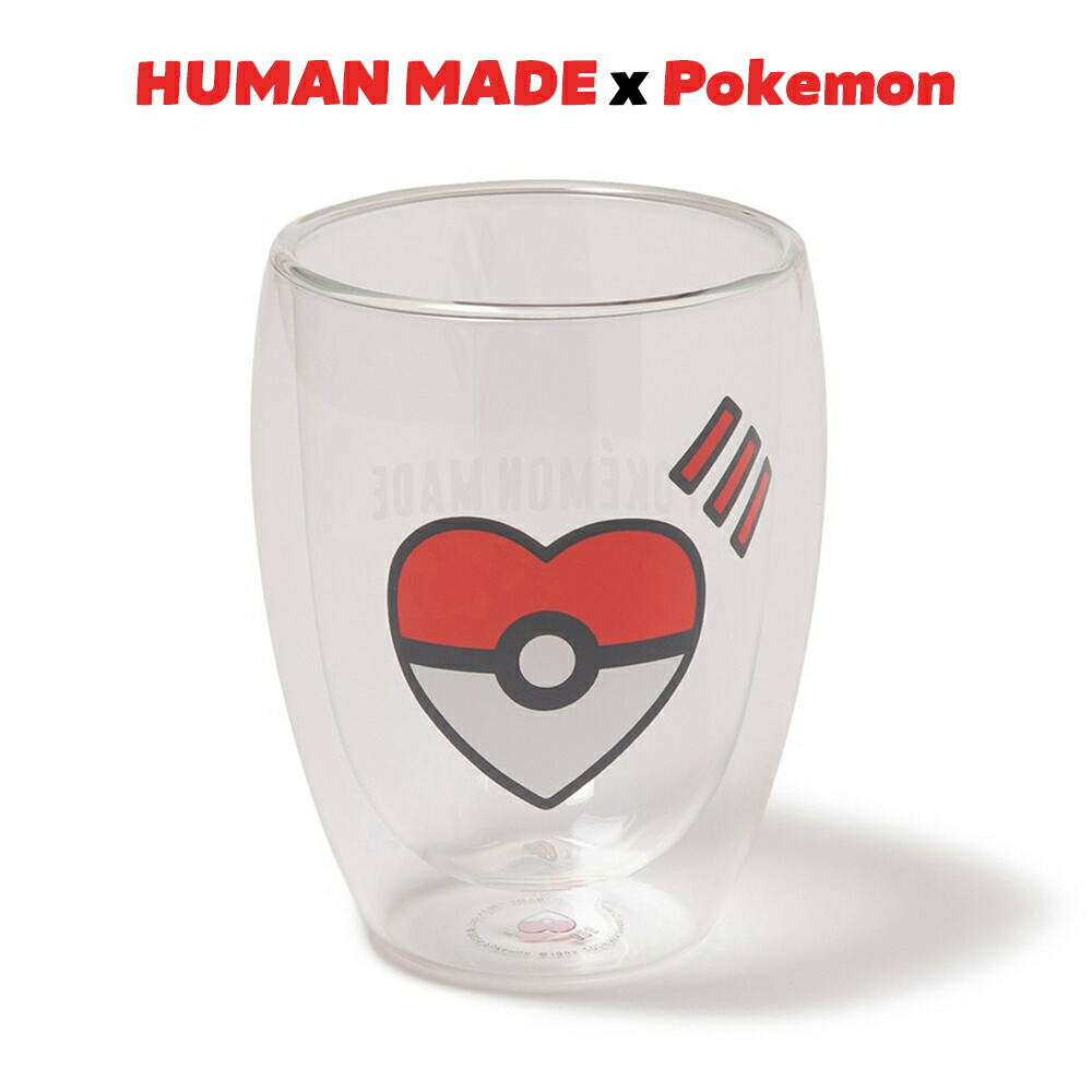 HUMAN MADE ポケモン 共同研究 水呑み ヒューマンお手伝いさん POKEMON MADE DOUBLE WALL GLASS 350ml ダブルウォールグラス ロゴタイプ メンズ ユニ一発やる 定め事品[御召しもの] ユ00572-2