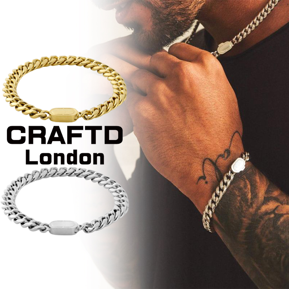 Craftd London クラフトロンドン Cuban Bracelet 8mm ブレスレット ゴールド シルバー メンズ 18kゴールド 金 人気 アクセサリー Psicologosancora Es