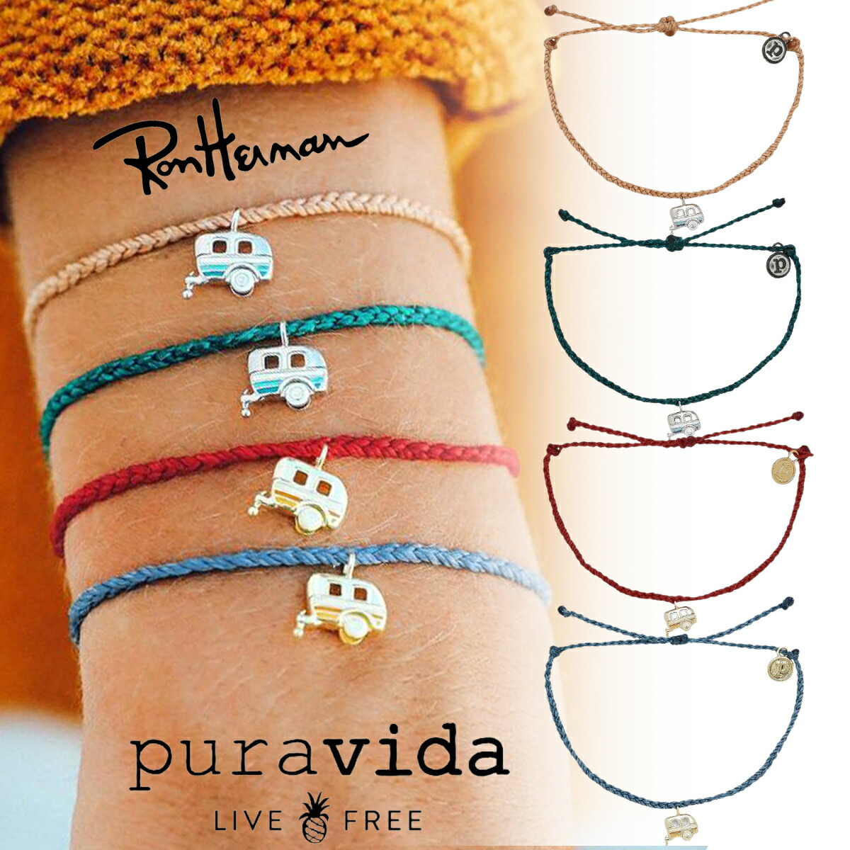 Puravida プラヴィダ ブレスレット On The Road Charm メンズ レディース ユニセックス アンカー ロンハーマン アクセサリー お中元