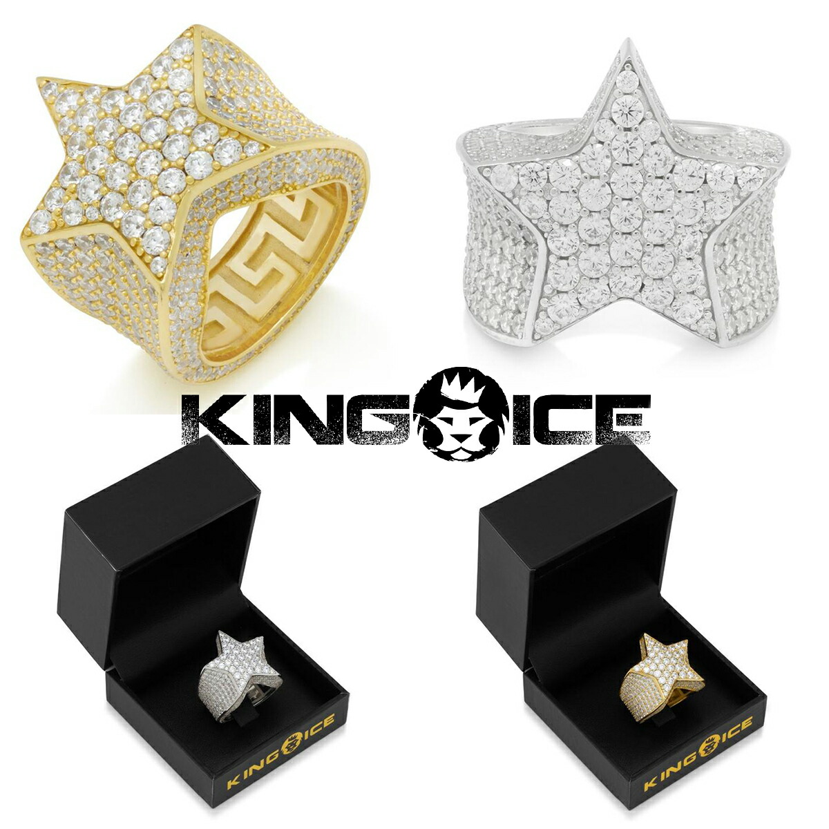 【King Ice】Baguette-Cut CLUSTER リング 2色 KING ICE キングアイス Baguette-Cut Cluster Ring リング 指輪