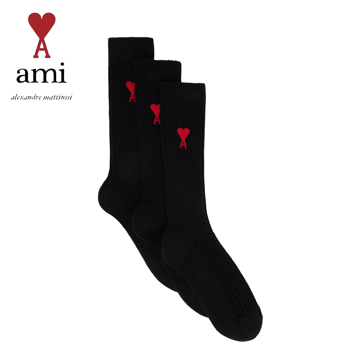 【楽天市場】AMI Paris ソックス アミ パリス AMI ALEXANDRE MATTIUSSI 3足セット BLACK 靴下 くつした