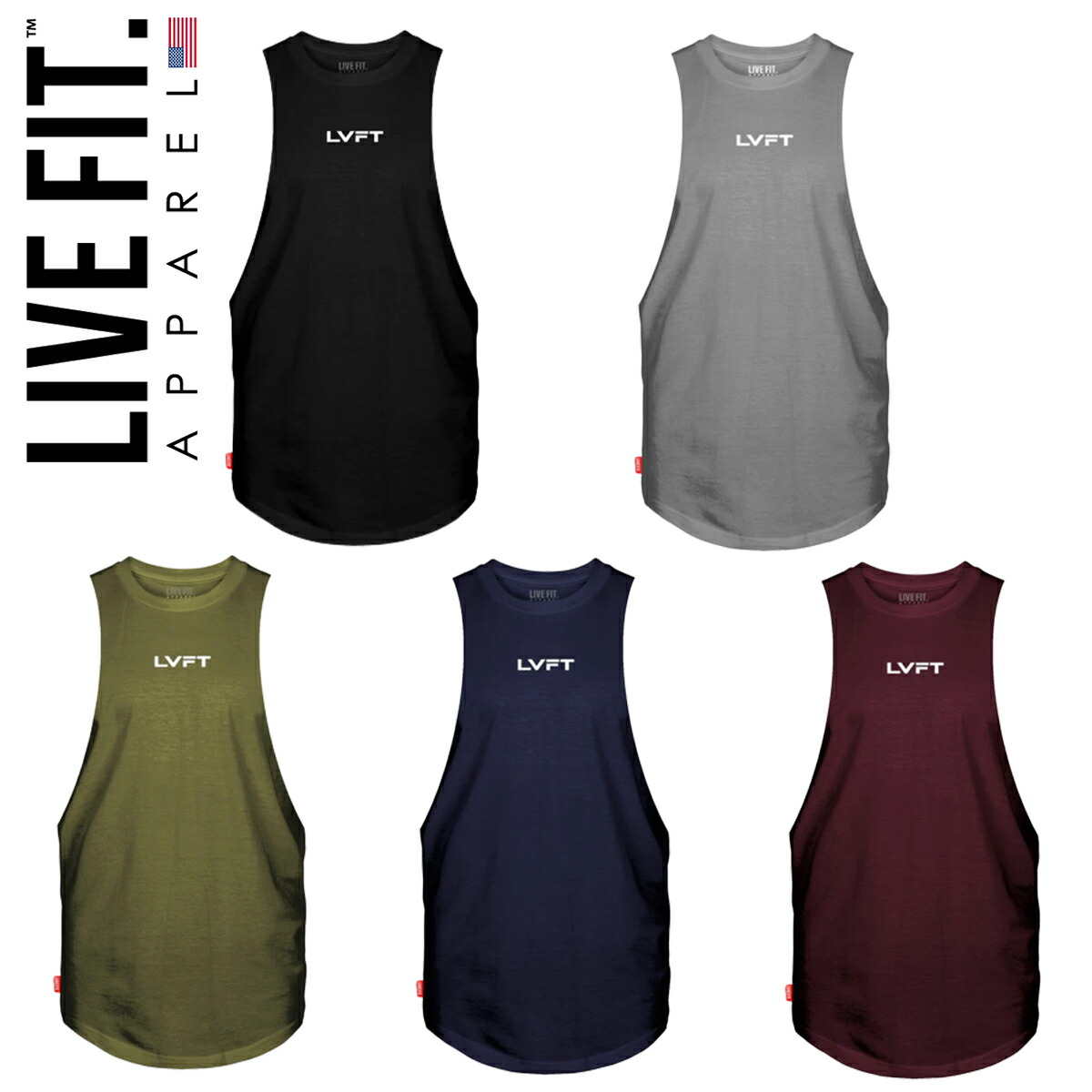 【XXXL】LIVE FIT. メンズ タンクトップ ブラック レッド LVFT 楽天市場】リブフィット タンクトップ OFFSET MUSCLE TANK