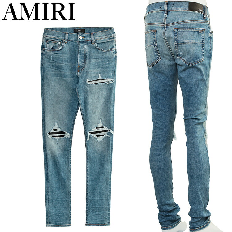 AMIRI アミリ MX1 プリーツレザー ダメージデニム ジーンズ PXMD001-950 DARK INDIGO【新作】【エントリーでポイント5倍】｜ＩＭＰＯＲＴＢＲＡＮＤ　ＪＰ