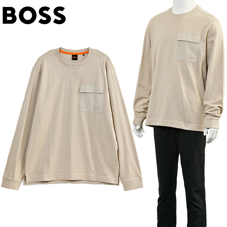 ボス BOSS ロンT 長袖 ポケット Tシャツ 50547818-271 LIGHT BEIGE【新作】