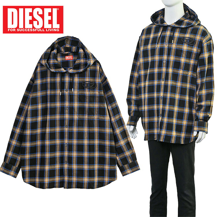 DIESEL オーバルD チェックシャツ パーカー A19446-0AJFI S-DEWNY-HOOD-AJFI-9XXA【新作】