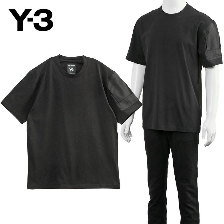 Y-3 同色ロゴ Tシャツ スリーブ ポケット UTILITY SHORT SLEEVE TEE KC6765-BLACK【新作】