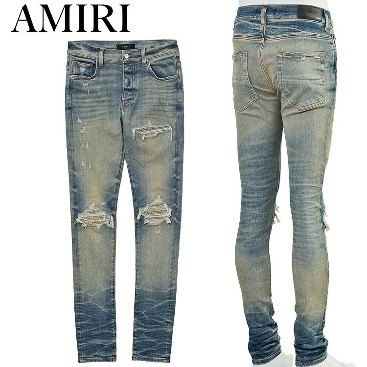 AMIRI アミリ ジーンズ BANDANA JACQUARD JEAN AMDNSY1004 VINTAGE INDIGO スーパーストレッチ ダメージ リペア【新作】