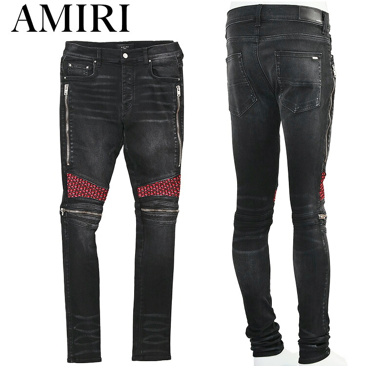 AMIRI アミリ ジーンズ Velvet PJ MX2 JEAN MDS076 AGED BLACK ベルベット 膝下ジップ ピンクリブ【新作】【エントリーでポイント5倍】｜ＩＭＰＯＲＴＢＲＡＮＤ　ＪＰ