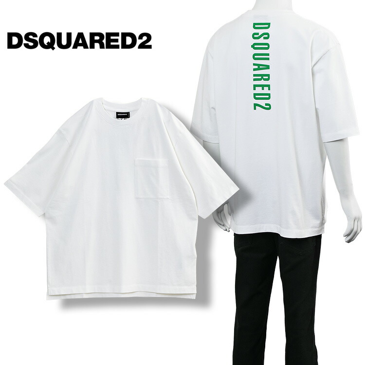 ディースクエアード DSQUARED2 Tシャツ バーチカルロゴ S74GD1559-D20106-100 コットンジャージー ルーズフィット クルーネック メンズ【新作】