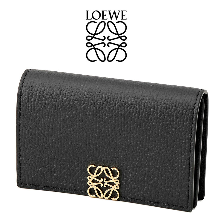 ロエベ LOEWE アナグラム ビジネスカードホルダー 名刺入れ C821M97X08-1206 ブラック ゴールド カードケース レザー【新作】