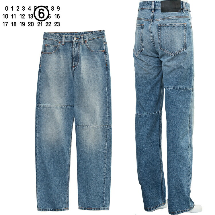 エムエムシックス MM6 Maison Margiela ストレートレッグ ジーンズ SH0LA0009-M30058-965 ブルーデニム フルレングス【新作】