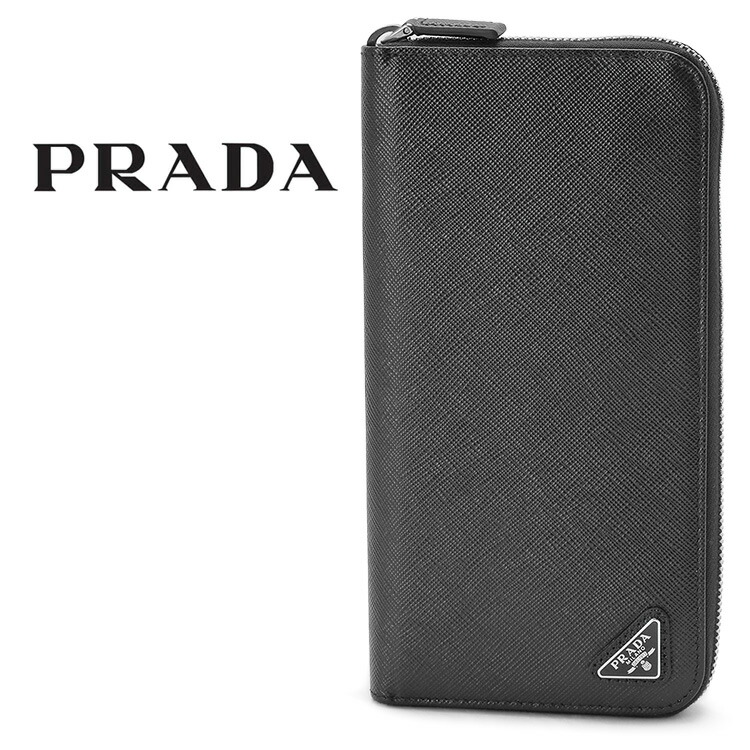 プラダ PRADA 長札入れ 2ML317-QHH-F0002 サフィアーノトライアングル ジップアラウンド なめし革 NERO 黒いこと ラウンドチャック【新作】
