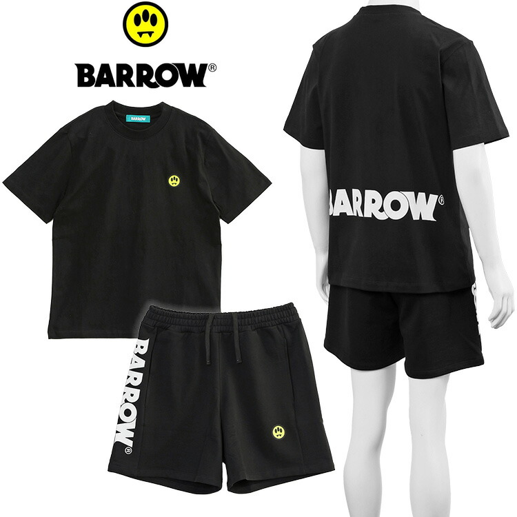 バロー BARROW セットアップ S6BWUATH003/S6BWUABE004-110-06 メンズ ティーシャツ スウェットハーフパンツ 黒いこと【新作】