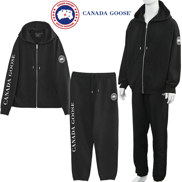 カナダグース CANADA GOOSE セットアップ ローヴ フルジップ＆ジョガー Rove 1540M1/1287M2-9061 黒いこと オーガニックコットンテリー 伸び伸びする填まる メンズ【SS26新作】