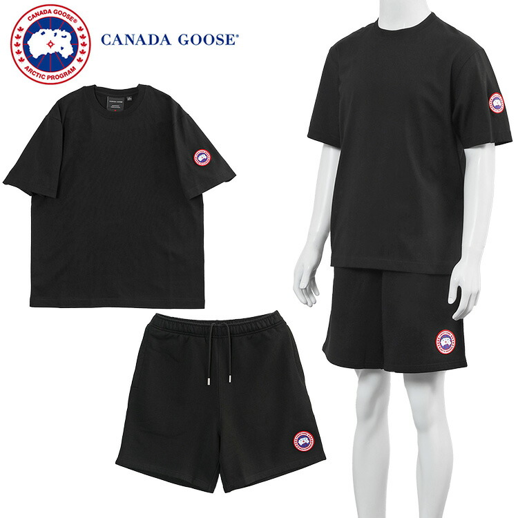 カナダグース CANADA GOOSE セットアップ ノヴォ プルオーバー ローヴ さる股引き 1328M NOVO T-SHIRT / 1542M ROVE SHORT メンズ オーガニックコットン 伸び伸びする填まる 9061 BLACK【新作】