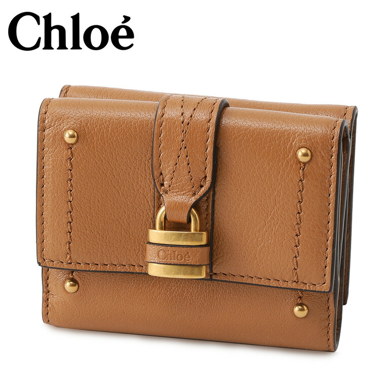 クロエ CHLOE パディントン ミニトリフォールド 三つ折り紙入れ CH26SP914O37-209 Mustang Brown グレインバッファローレザー 南京錠主題【新作】