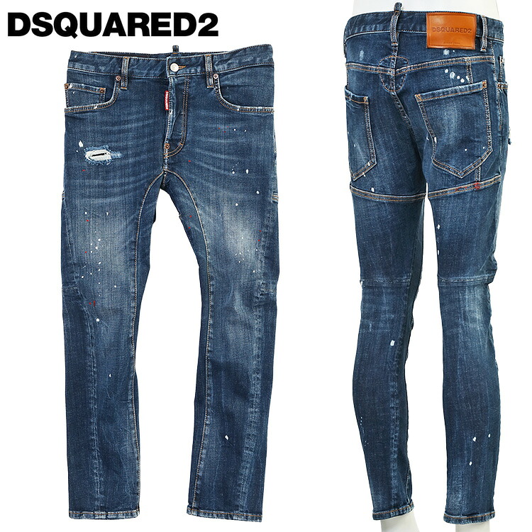 ディースクエアード DSQUARED2 デニム Biker メンズ S74LB1897-S30664-470 ミディアムウォッシュ 不都合製作 ペイントスプラッター【新作】