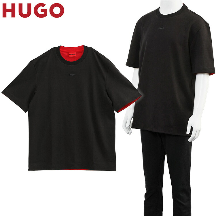ヒューゴボス HUGO BOSS HUGO プルオーバー 刺しゅうロゴタイプ 伸び伸びする填まる 伸ばすこと綿織物 50554468-001 黒いこと メンズ【新作】