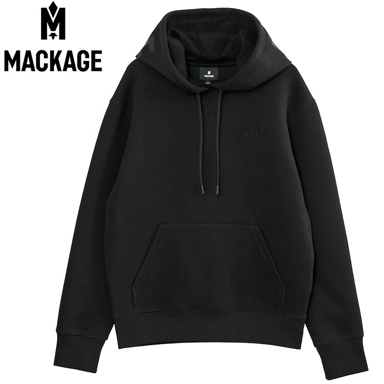 マッカージュ MACKAGE レディース パーカー ZOSIA-Z-BLACK ダブルフェイスジャージー 同色ロゴタイプ 伸び伸びする填まる フーディー【新作】