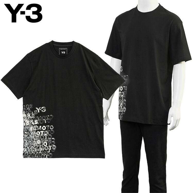 ワイスロバート・エドワード・リー Y-3 グラフィック 遊撃手捩り プルオーバー メンズ KR2223 黒いこと シングルプルオーバー ルーズフィット 半袖【新作】