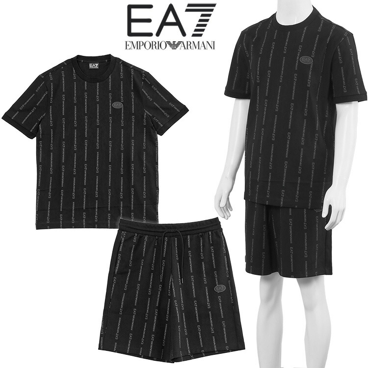 エン急性灰白髄炎 アルマーニ EMPORIO ARMANI EA7 セットアップ Graphic Series 総柄 労働者の一団のど首ティーシャツ スウェットハーフパンツ 7M001391/7M001393-AF12874-FC039 メンズ【新作】