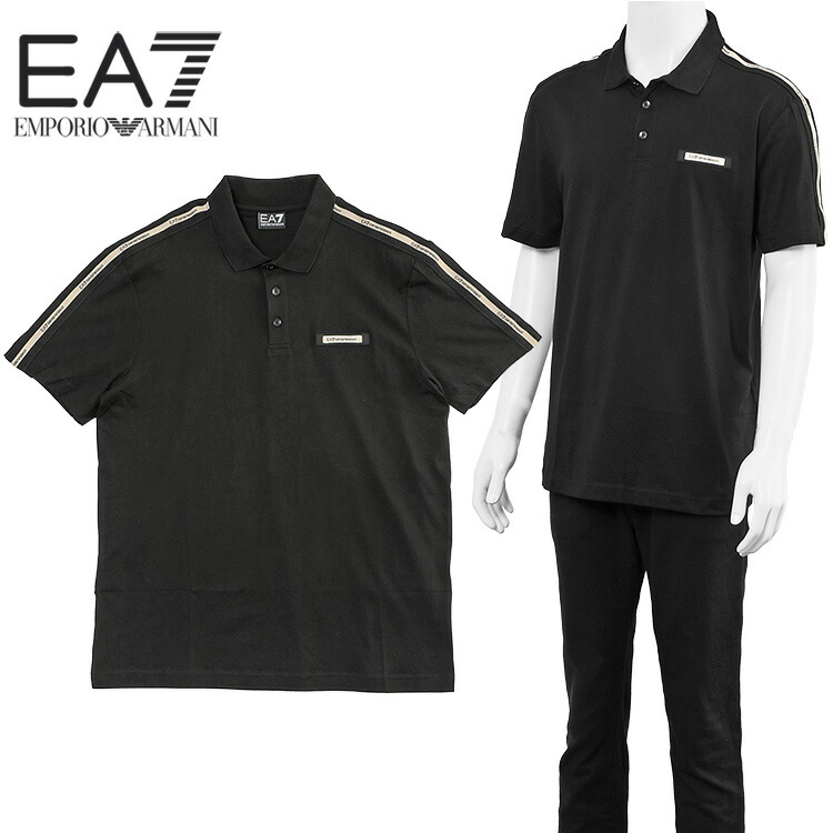 エン急性灰白髄炎 アルマーニ EMPORIO ARMANI EA7 カットソーポロシャツ Logo Series 7M001477-AF10375-UC001 黒いこと メンズ【新作】