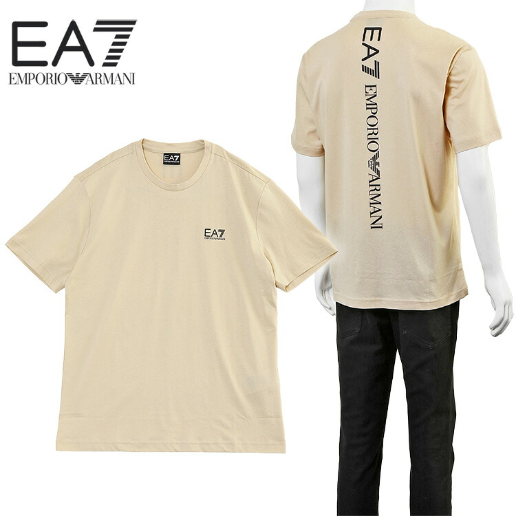 エン急性灰白髄炎 アルマーニ EMPORIO ARMANI EA7 ティーシャツ Logo Series うしろ側刷り上げる 縦ロゴタイプ 7M000567-AF10375-U1088 ベージュ メンズ【新作】