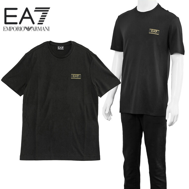 エン急性灰白髄炎 アルマーニ EMPORIO ARMANI EA7 Premium Label 伸ばすこと ティーシャツ 7M001331-AF13739-UC001 黒いこと メンズ【新作】