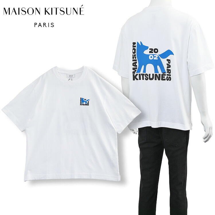 メゾンキツネ MAISON KITSUNE GALLERY フォックス オーバーサイズ Tシャツ QM00111KJ0119-P100 ホワイト メンズ レディース ユニセックス 240g コットンジャージー プリント【新作】｜ＩＭＰＯＲＴＢＲＡＮＤ　ＪＰ