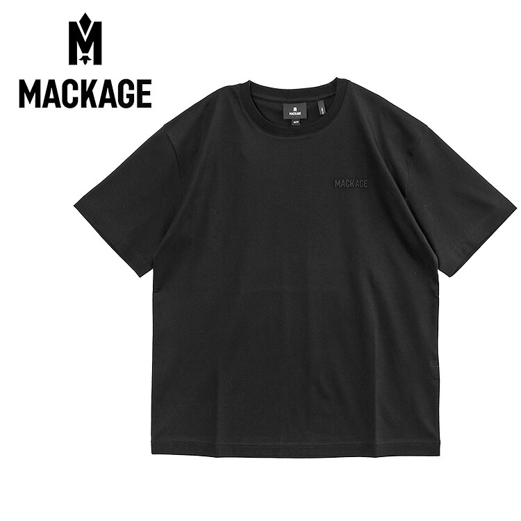 マッカージュ MACKAGE レディース Tシャツ TEE-W-BLACK 同色シリコンロゴ リラックスフィット ドロップショルダー クルーネック【新作】｜ＩＭＰＯＲＴＢＲＡＮＤ　ＪＰ