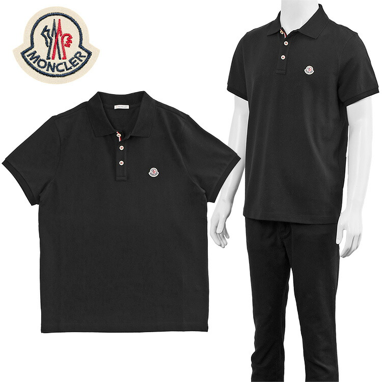 モンクレール MONCLER ポロシャツ トリコロールストライプ コットンピケ 8A000-26-84556-999 メンズ ブラック【新作】｜ＩＭＰＯＲＴＢＲＡＮＤ　ＪＰ