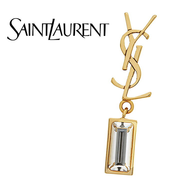 サンローラン SAINT LAURENT ピアス 746624 Y1526 8066 カサンドラ シングルピアス 金属元素 伝達ルート石ころ CRYSTAL GOLD 片耳用【新作】
