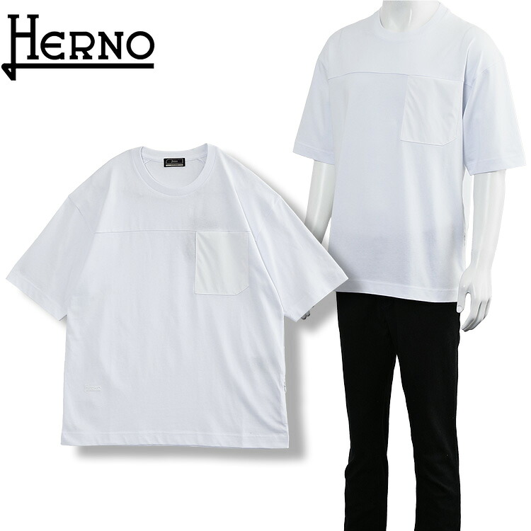 ヘルノ HERNO スーパーファインストレッチコットン＆スキューバ Tシャツ JG000275U-52000-1000 BIANCO ホワイト メンズ レギュラーフィット 半袖 クルーネック メタルロゴ【新作】【エントリーでポイント5倍】｜ＩＭＰＯＲＴＢＲＡＮＤ　ＪＰ