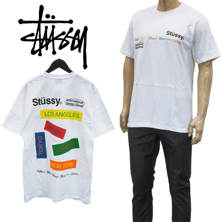 ステューシー Stussy シ紅茶旗幟 Citty Banners Ttシャツ 半袖 後方印刷 ティーシャツ カットソー White Stussy Tシャツ 半袖 Losangeles Milan Tokyo London New York White Klubwino Pl