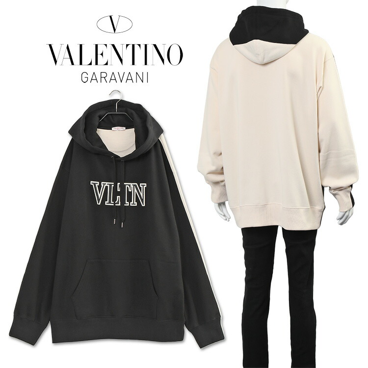 くすみ水色 ヴァレンティノ VALENTINO Popover フーディ ブラック 