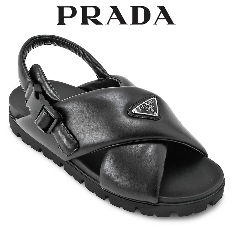 楽天市場】プラダ PRADA スライドサンダル 三角ロゴ ラフィア風