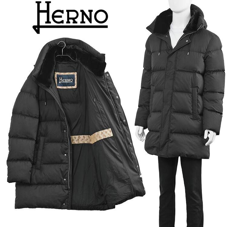 地獄ノ 落ち込む HERNO アレンデール 落ち込む厚地の外套 エコ毛皮 PI001159U-12414Z-9300 NERO herno 落ち込む上衣 黒いこと【新作】【アウター】